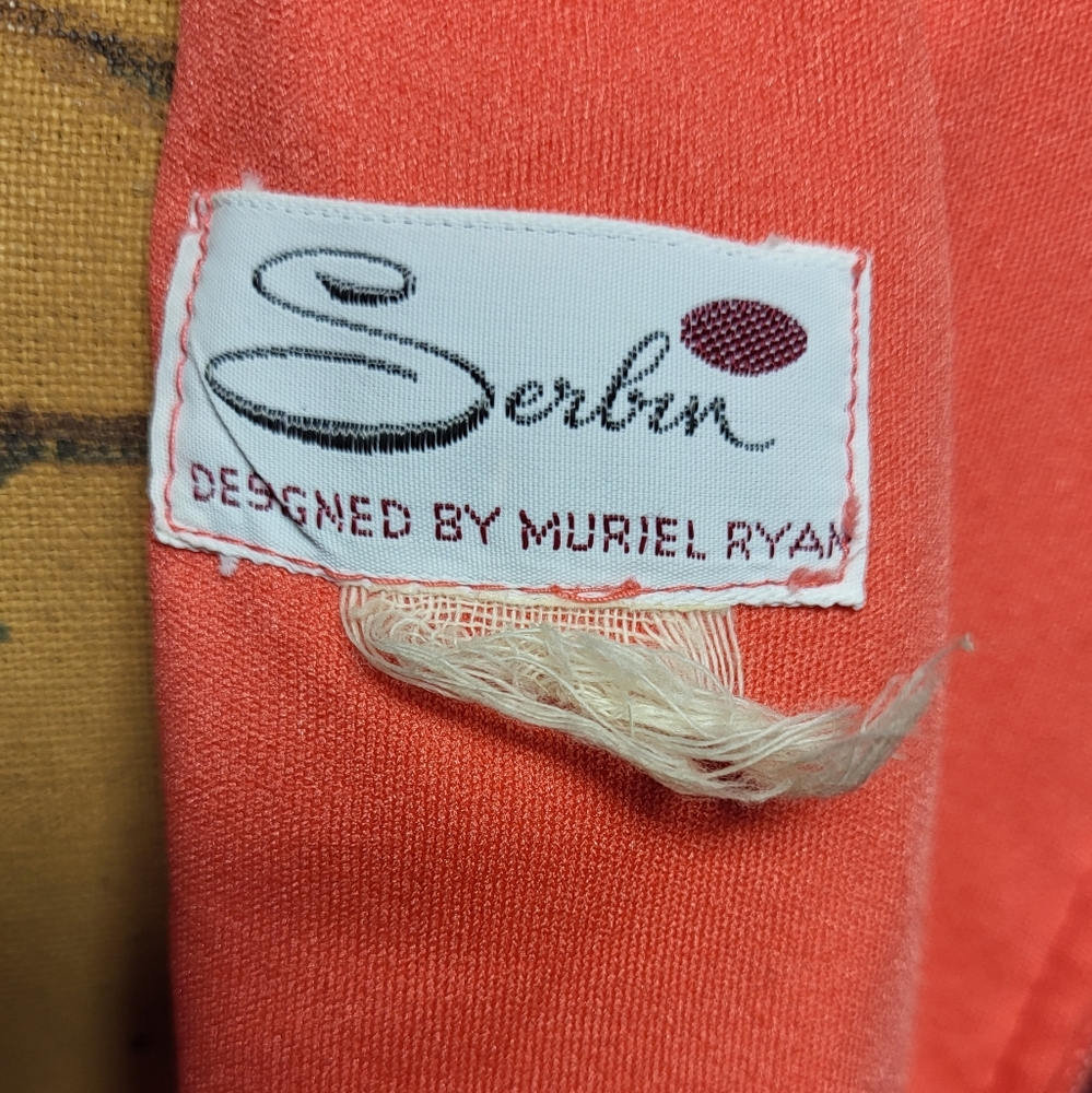 Woman's Vintage Serbin By Muriel Ryan Sleeveless Coral and Floral Maxi Dress - Picture 11 of 14